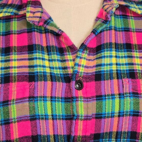 Ralph Lauren Bright Plaid Pink And Green Multicolor Flannel Shirt - Picture 2 of 7